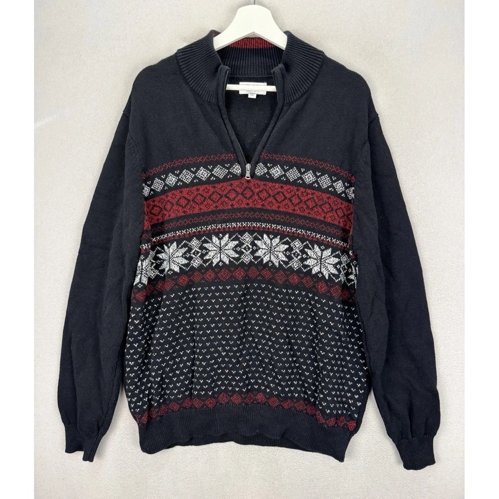 Croft & Barrow Men's Sz XL 1/4 Zip‎ Pullover Grandpa Holiday Knitted Sweater